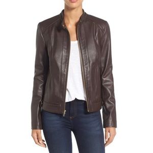 Cole Haan Lambskin Buttery Soft Leather Moto Jacket XS